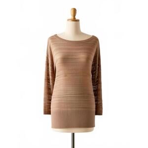 Cache Beige Metallic Lightweight Sweater Large